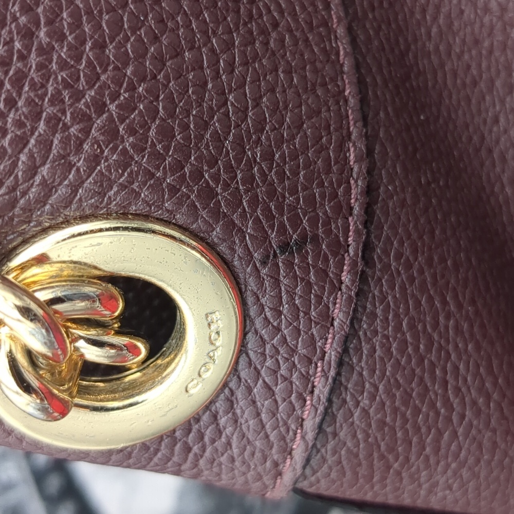 Coach Deep Burgundy Edie Leather Bag - Picture 3 of 16